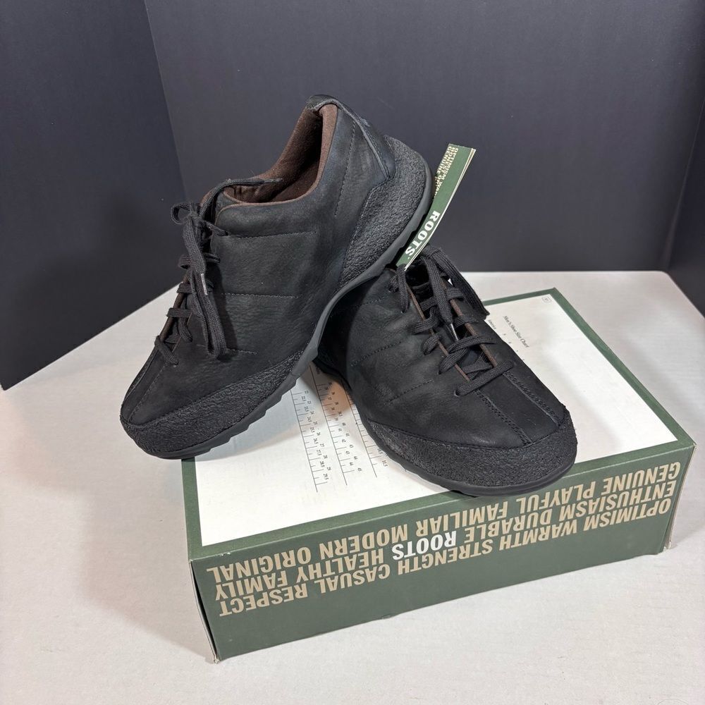 Roots Vintage Mens Athens Black Leather Sneakers NEW in box Size 9.5